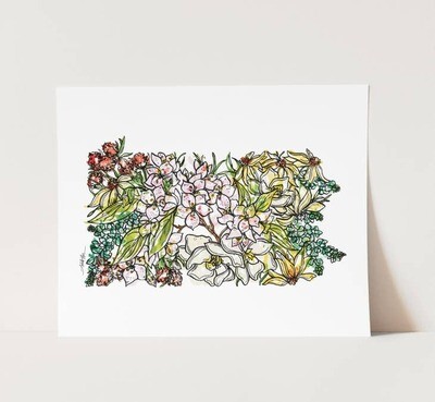 Pennsylvania Wall Art Print: Watercolor // PA Wildflowers - 8” x 10”
