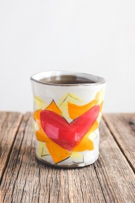 Flaming heart orange cup