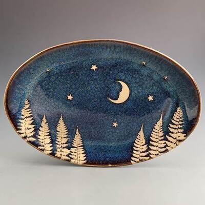 Large Oval Dark Moon and Star