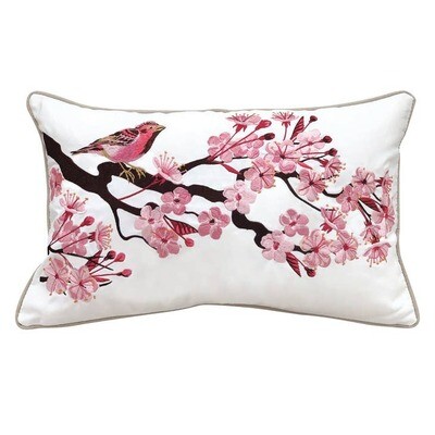 Finch &amp; Cherry Blossom Indoor/Outdoor Pillow