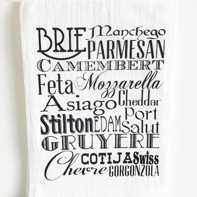 Cheese Words Cotton Kitchen Towel Cheese Words Cotton Kitchen Towel