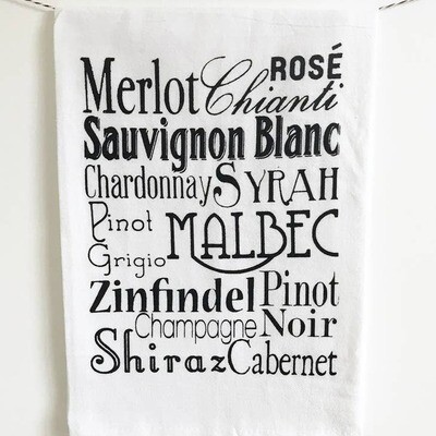 Wine Words Cotton Kitchen Towel Wine Words Cotton Kitchen Towel