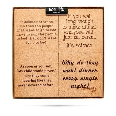 Mom Life Themed 4 Piece Cork Coaster Boxed Gift Set Mom Life Themed 4 Piece Cork Coaster Boxed Gift Set