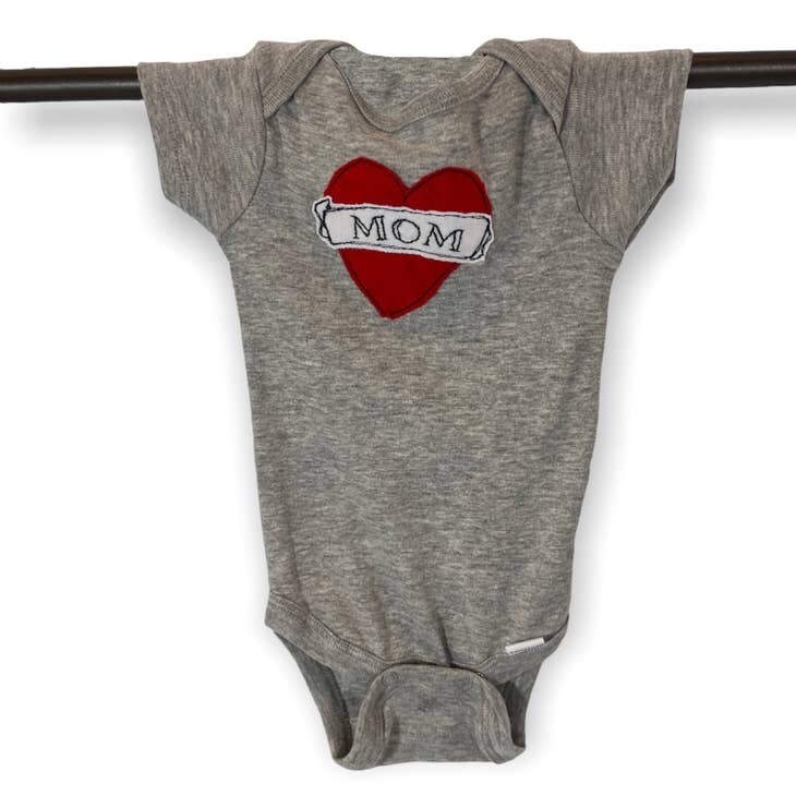 Tattoo Heart - Grey / 3-6 Month / Mom Onesie