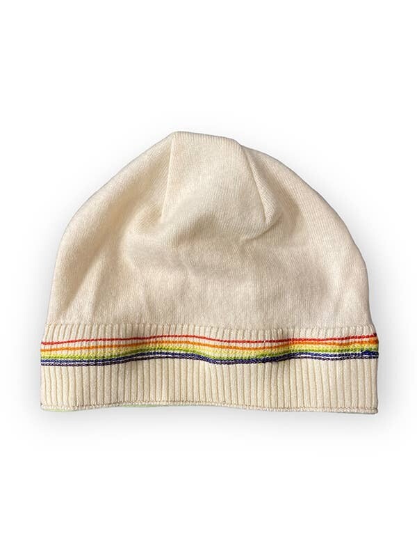 Wool Hat-Rainbow - Cream