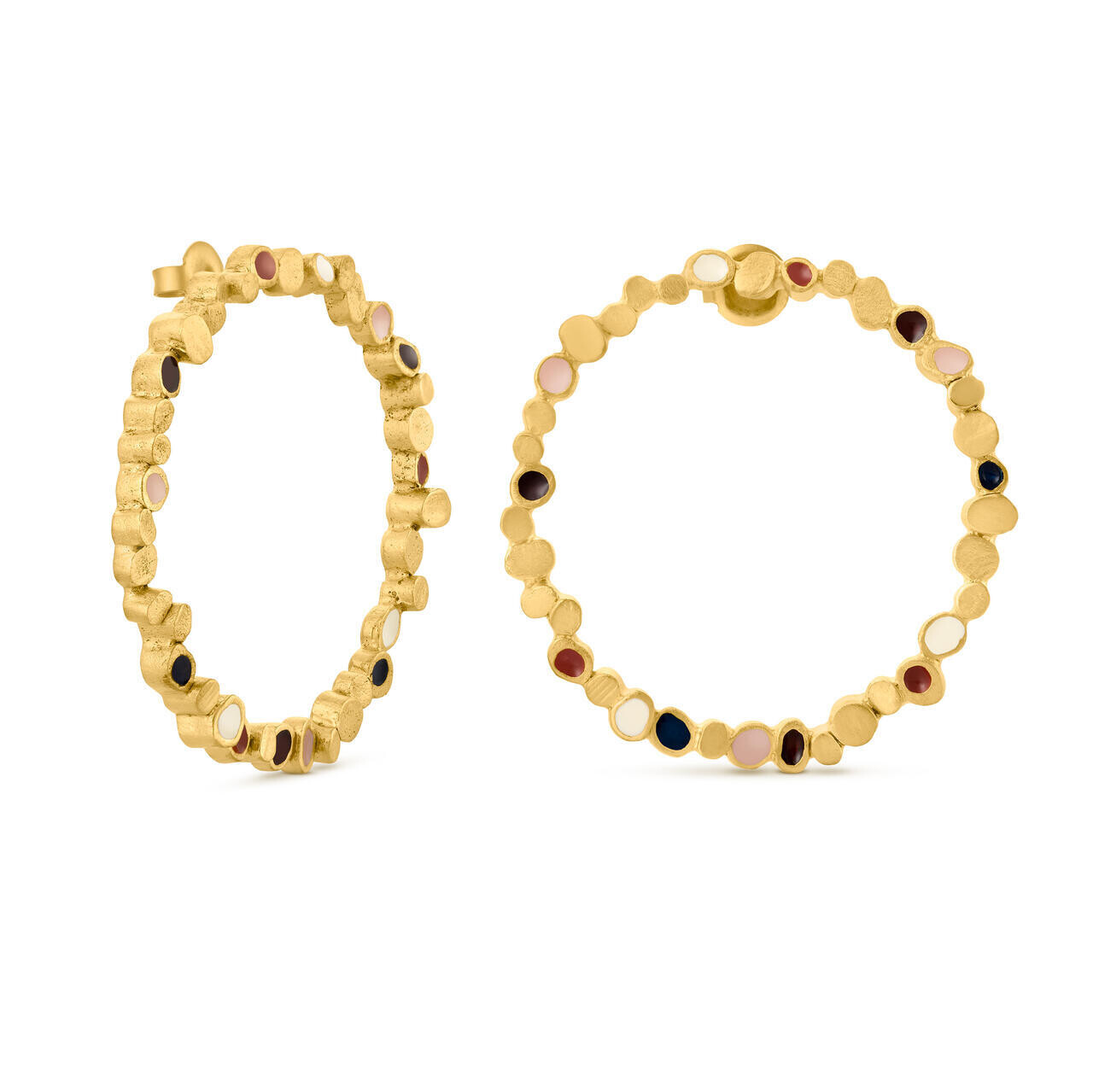 311427G Aura large stud with enamel dots, gold
