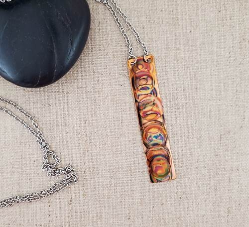 Flame Paint Extra Thin Rect Necklace