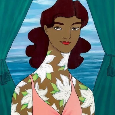 Floral Tattooed Lady Signed Print