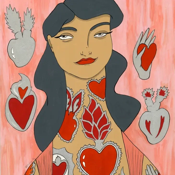 Hearts Tattooed Lady Signed Print