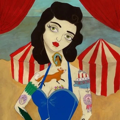 Circus Tattooed Lady Signed Print