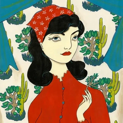 Lady With Plant Specimen Signed Print