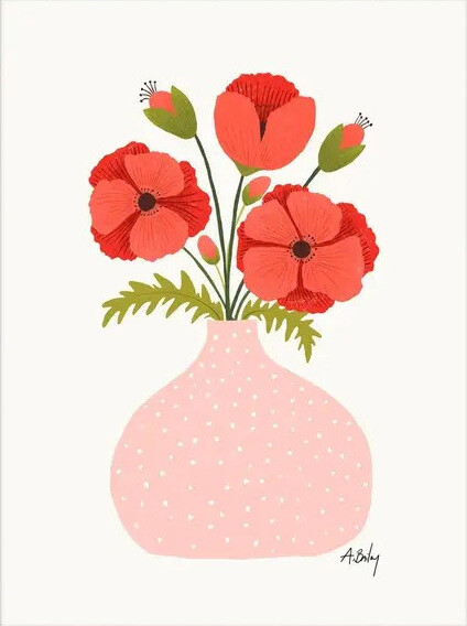 Poppies Bouquet - floral illustration print