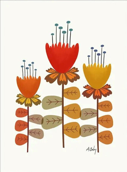 Mid Mod Garden No. 1 - scandinavian flowers print