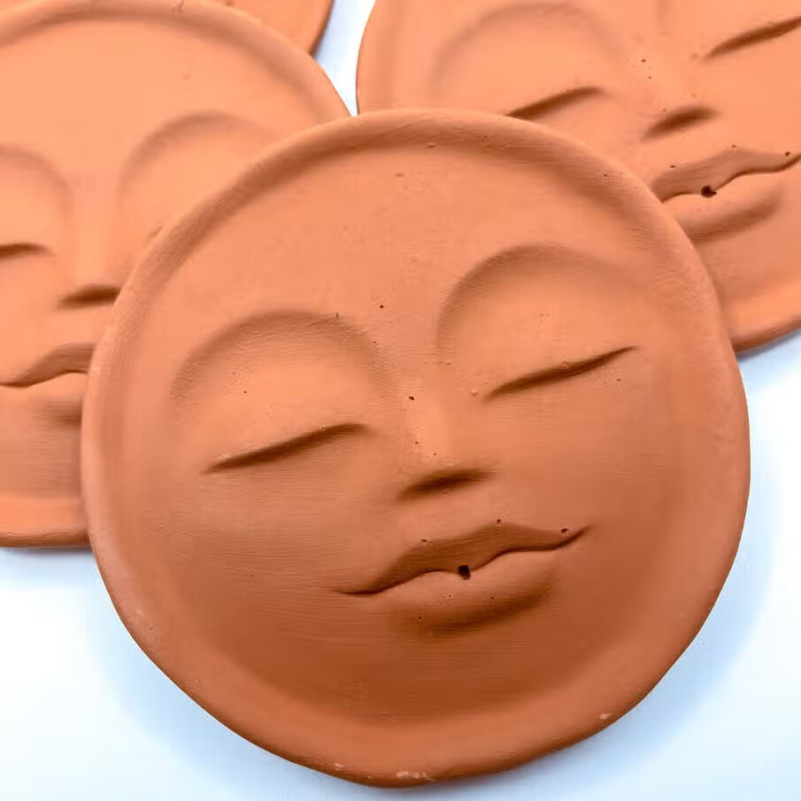 Concrete Moon Goddess Incense Burner - Terracotta