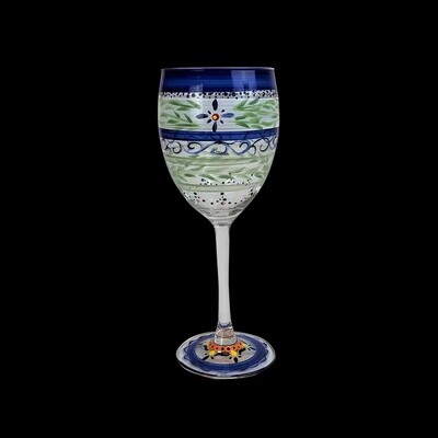 Barcelona Blue Floral Wine Glasses