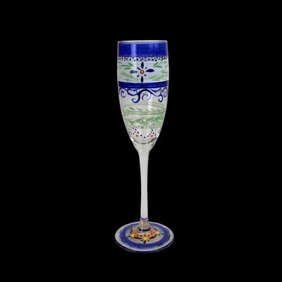 Barcelona Blue Floral Champagne Glasses