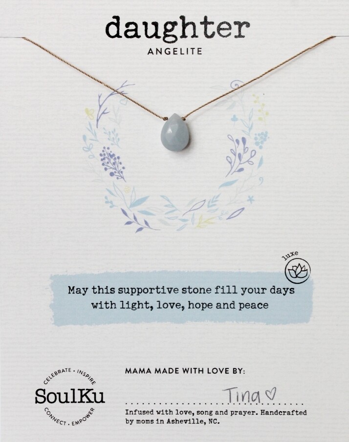 Blue Chalcedony Necklace for Daughter - OLOVE33 Blue Chalcedony Necklace for Daughter - OLOVE33