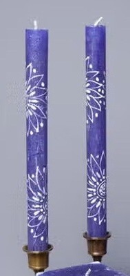 Henna White on Blue Candle - Taper 9&quot; Pair (8 hour burn time)