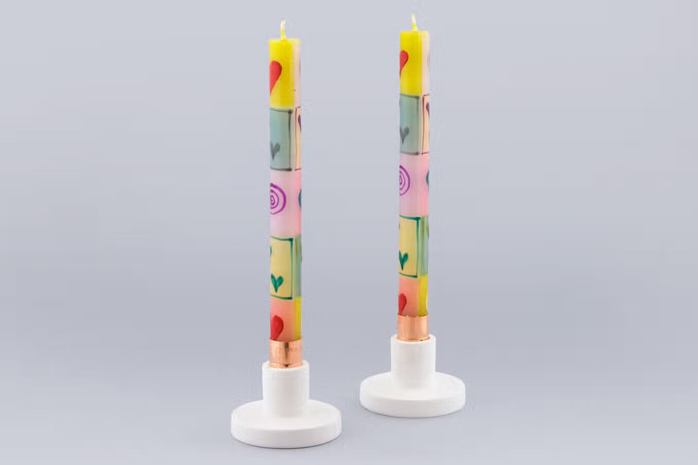 Pastel Hearts Candle - Taper 9” per pair (8 hour burn time)