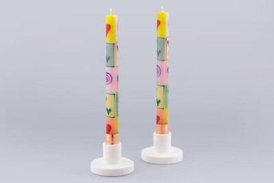 Pastel Hearts Candle - Taper 9” per pair (8 hour burn time)