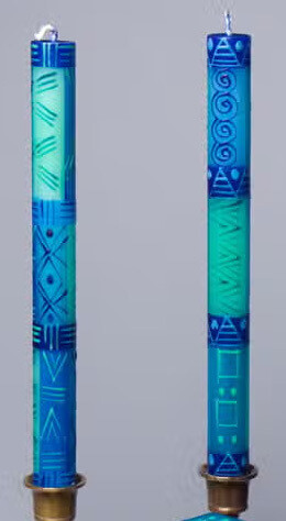 Blue and Green Candle - Taper 9”