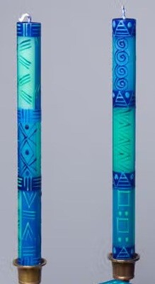 Blue and Green Candle - Taper 9”