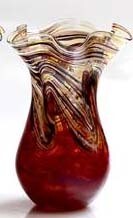 Colored wave vase small dark red