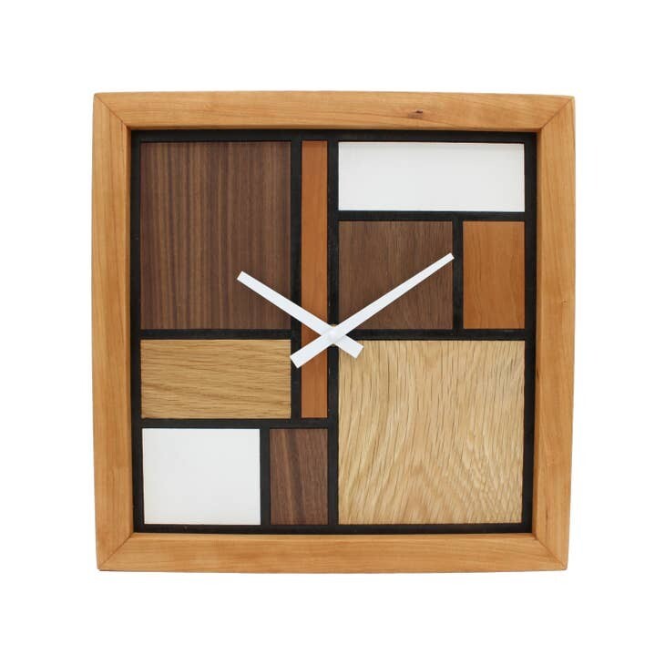Big Box Clock, Mondrian in Woods Big Box Clock, Mondrian in Woods