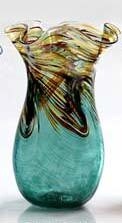 Colored wave vase small dark green