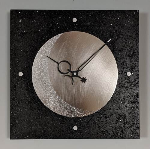 Eclipse Wall Clock Black/Steel 12" X12" X2" Eclipse Wall Clock Black/Steel 12" X12" X2"