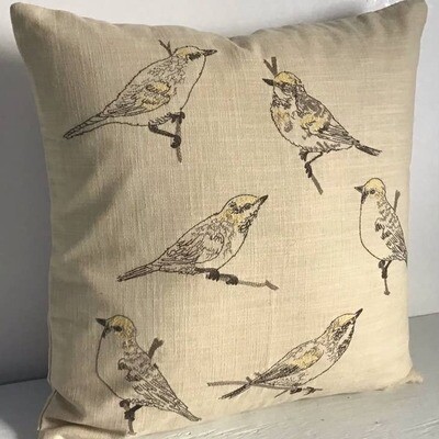 Pillow Applique/Embo 16&quot; Bird Sketches Sand