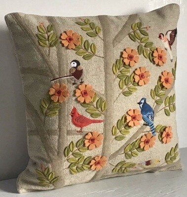 Pillow Applique/Embo 16&quot; Birds Twittering