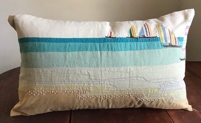 Pillow Applique/Embo 12x20&quot; Seaside Scene
