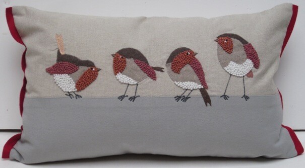 Pillow Applique/Embo 12x20&quot; knotty Robins
