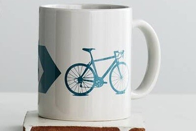 Chevron Bicycle Coffee Mug, Classic C Handle - Gray and Dark Teal