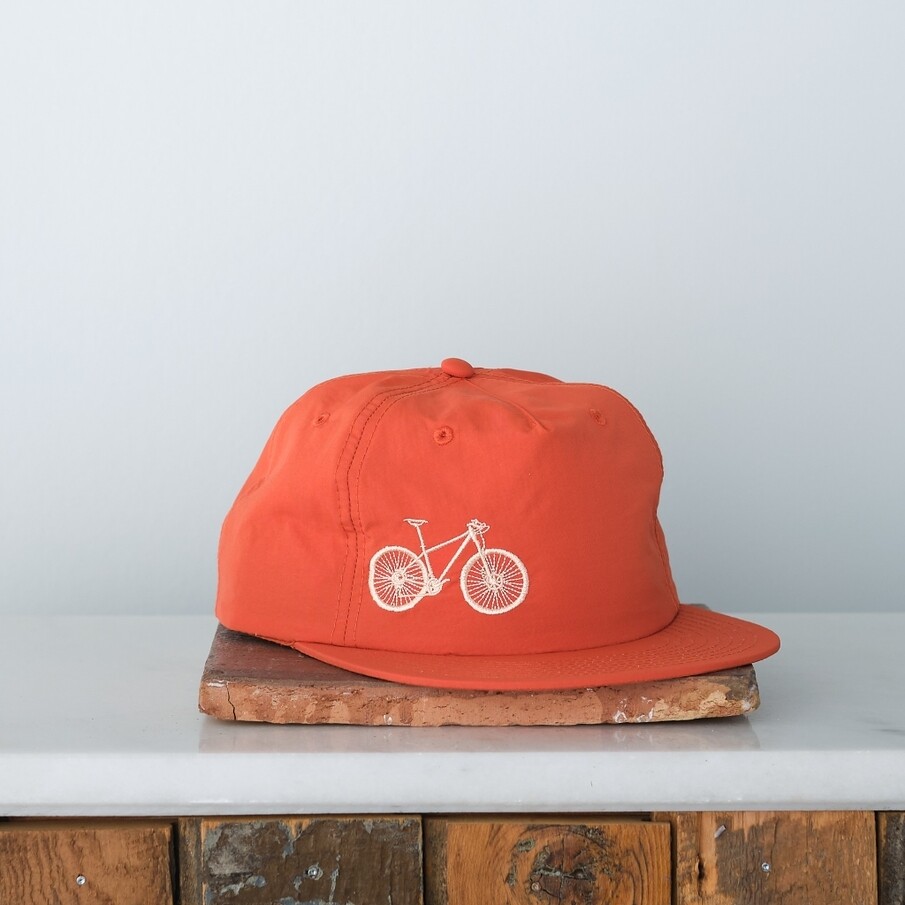 Bicycle Embroidered Nylon Trucker Cap, Persimmon - Road Bike