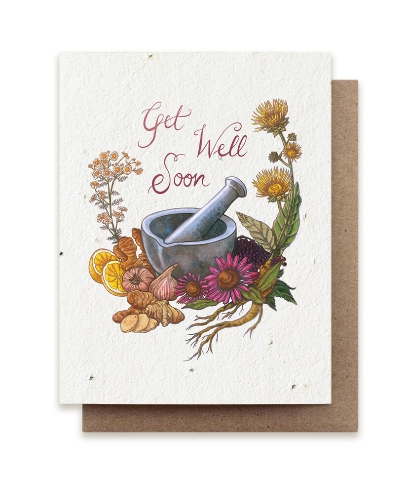Get Well Soon Plantable Herb Seed Card - No Sleeves