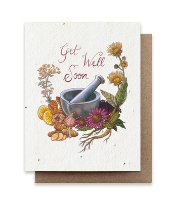 Get Well Soon Plantable Herb Seed Card - No Sleeves