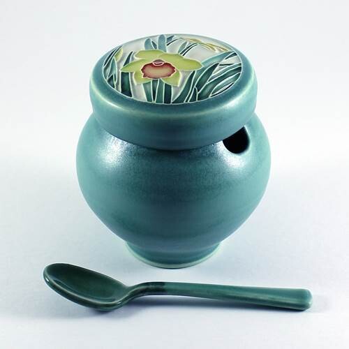 Daffodil Sugar Bowl W/spoon green