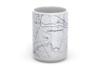 Collingswood NJ Map 15 oz Ceramic Mug - Blue