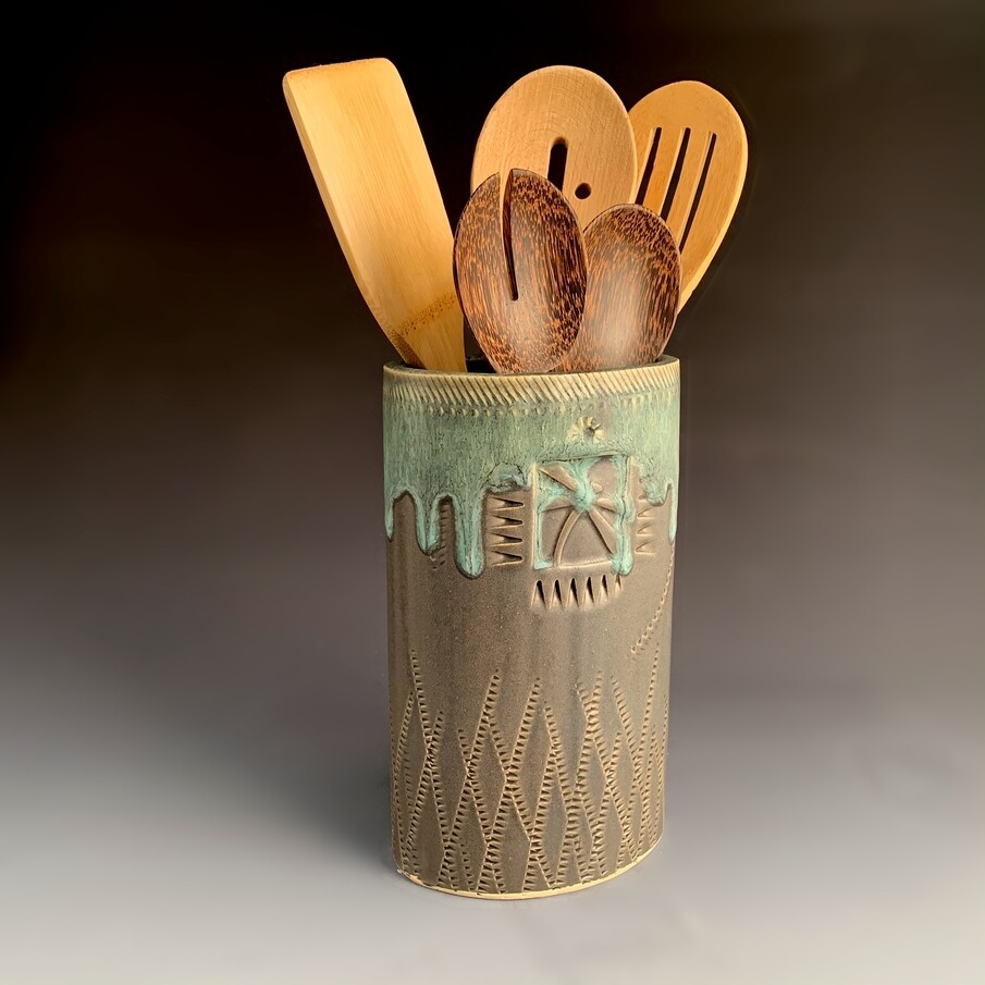 Utensil Holder - Green / Dragonfly