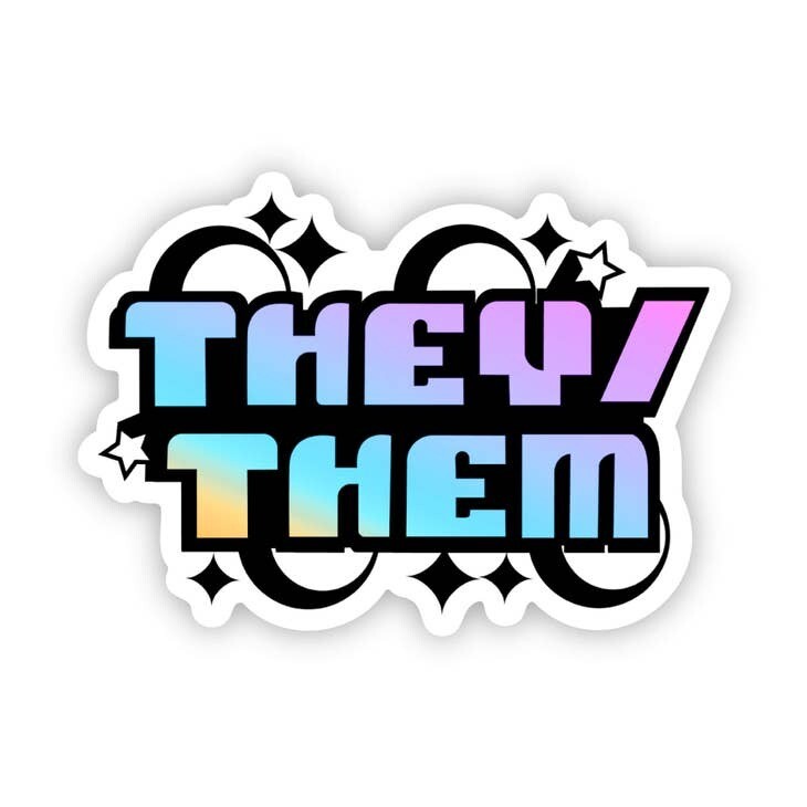 They Them Pronoun Colorful Y2K LGBTQ Pride Sticker