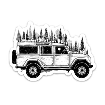 Forested Jeep Vinyl Sticker