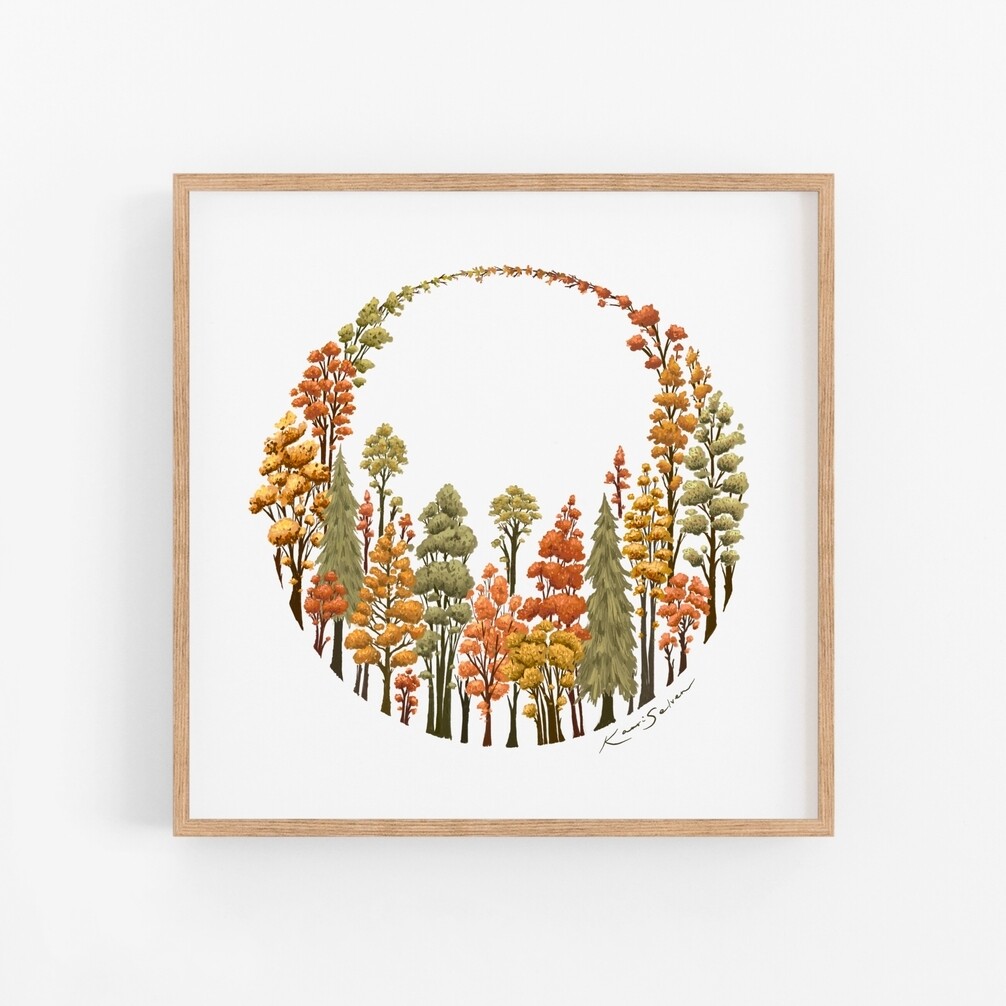 Autumn Forest Ring Art Print - 8&quot; x 8&quot;