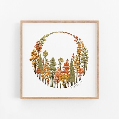 Autumn Forest Ring Art Print - 8&quot; x 8&quot;