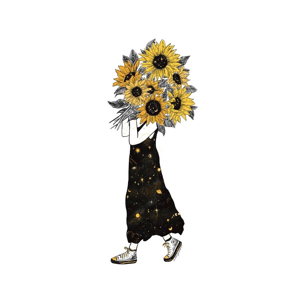 Celestial Sunflower Bouquet Art Print - 8&quot; x 10&quot;
