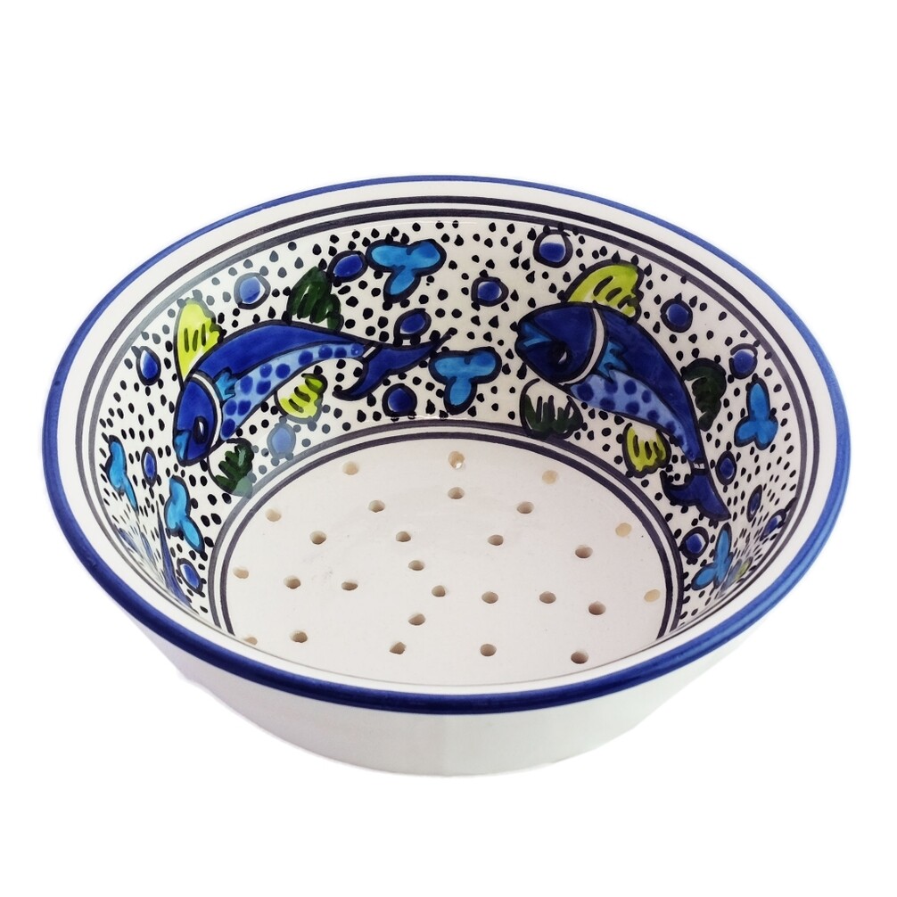 Blue Fish Berry Bowl W/ Plate