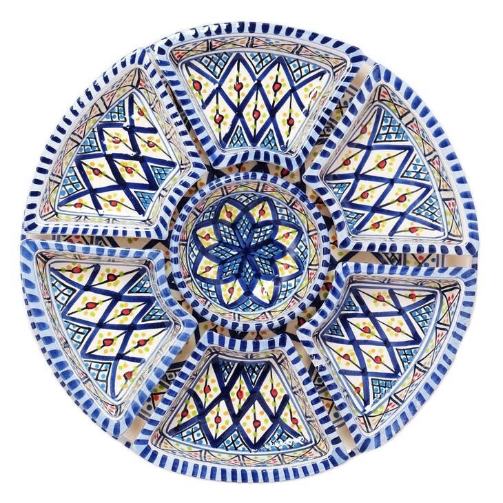 Dark Blue Rosette Tapas Ceramic Server