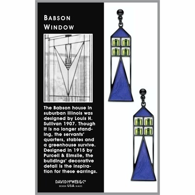 Babson Window - Pale Green Bead - Twilight Blue Enamel Babson Window - Pale Green Bead - Twilight Blue Enamel