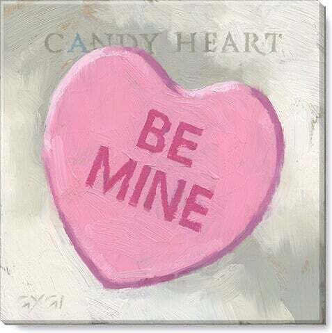 PINK CANDY HEART GICLEE WALL 5&quot;L x 5&quot;W x 1&quot;H